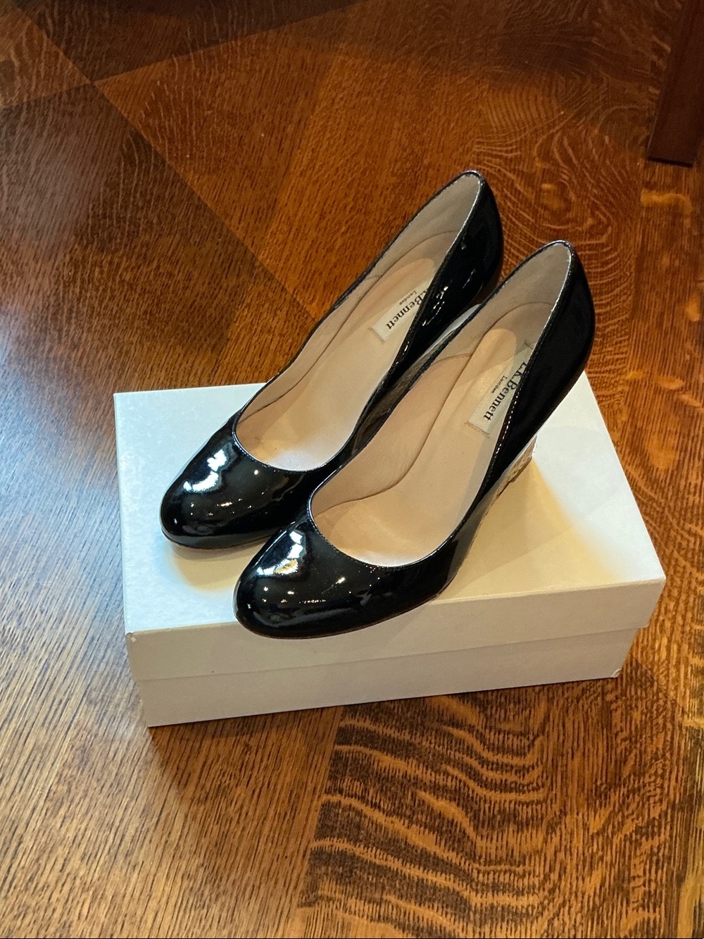 LK Bennett Maddox Black Patent Wedge